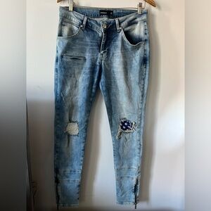 Vitaly Distressed Everyday Denim Jeans in Light Blue - 32